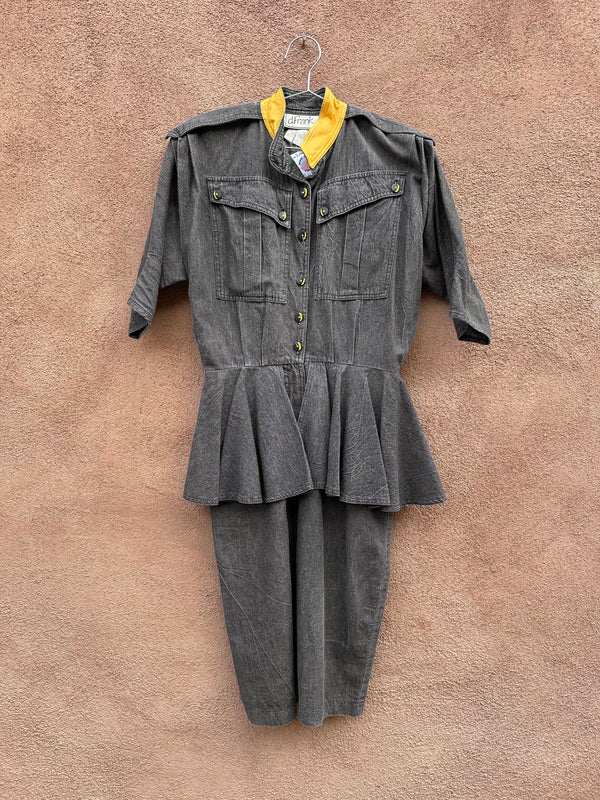 Gray Denim Dress with Yellow Detail by d. Frank