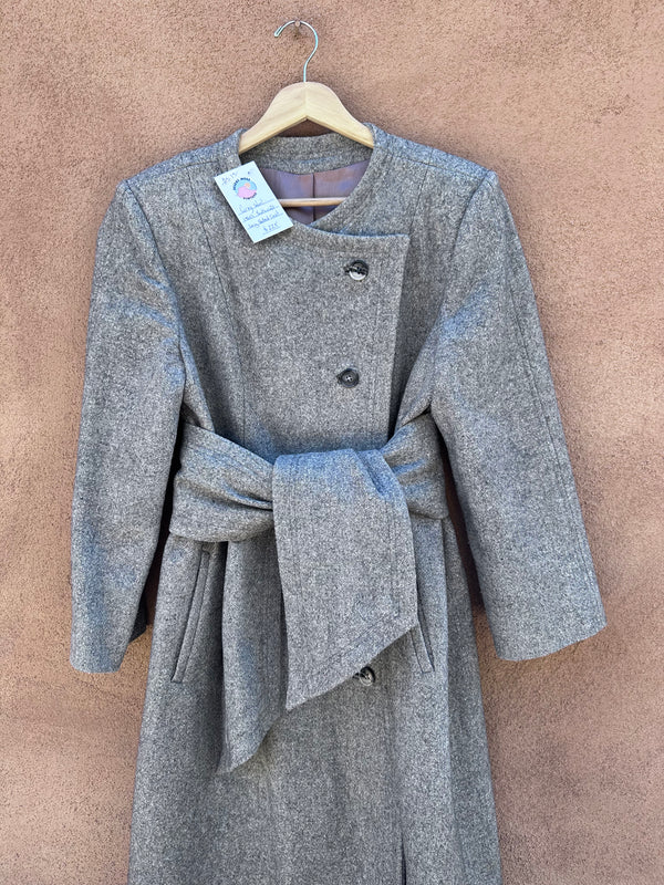 Gray Wool 1960's Youthcraft Long Belted Coat - as is