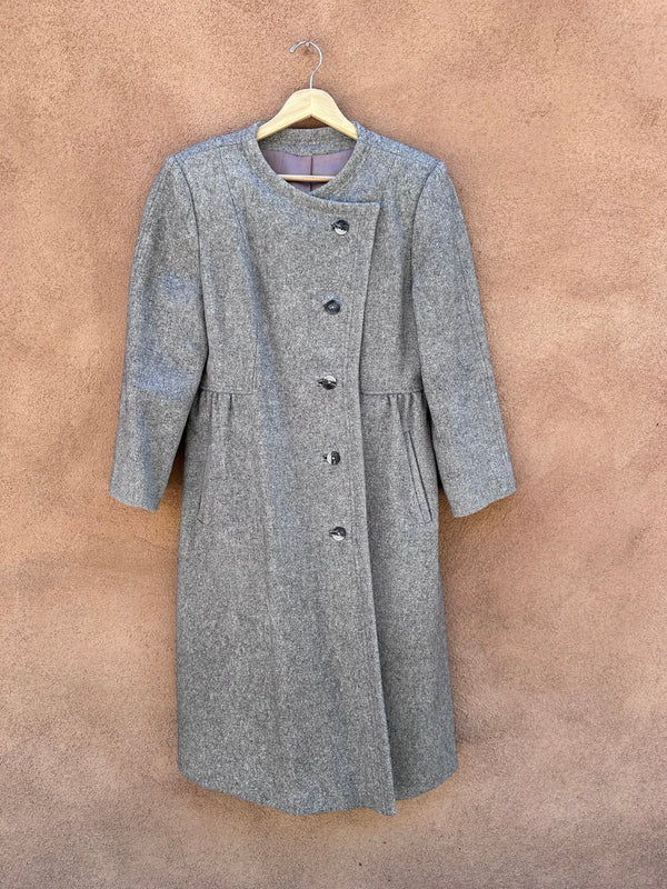 Gray Wool 1960's Youthcraft Long Belted Coat - as is