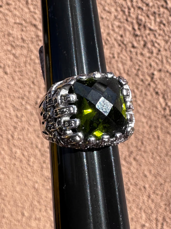 Green Tourmaline and Sterling Silver Ring