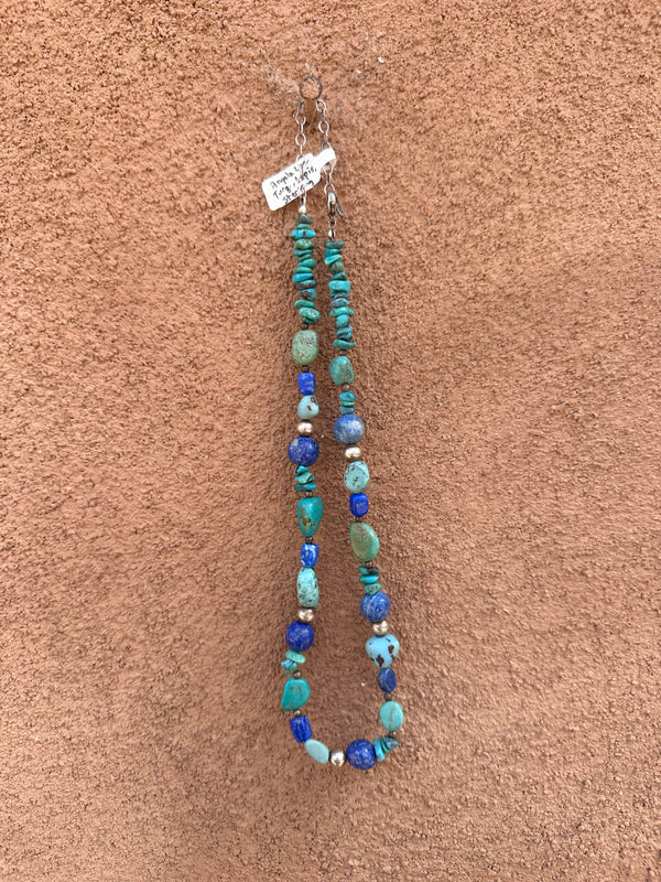 Angela Lee Turquoise, Lapis and Sterling Silver Necklace