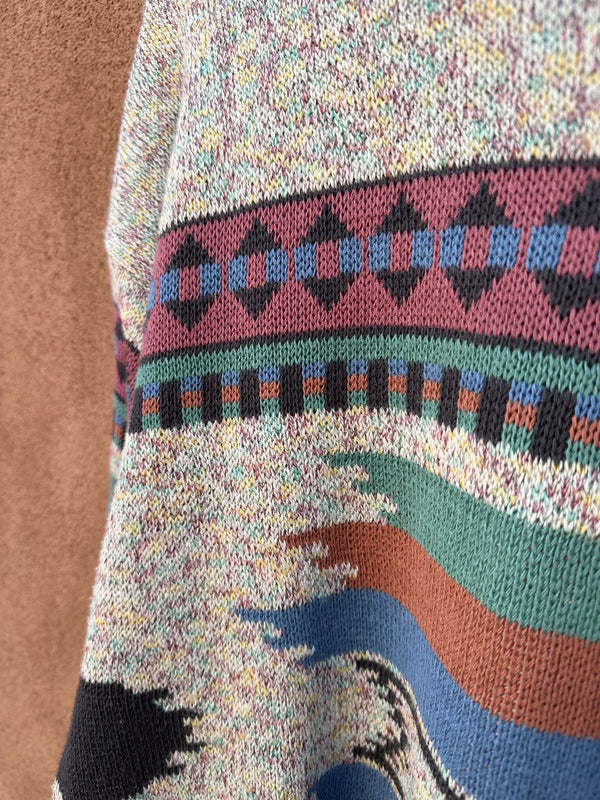 1980's Southwest Style Long Fog Sweater - Cotton