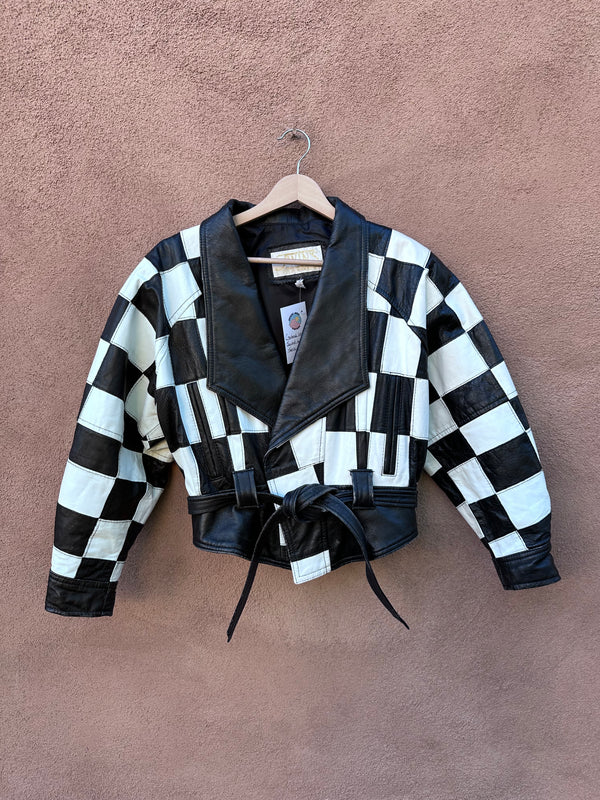 Checkered Leather Jacket by Twins - Made in USA (on hold)
