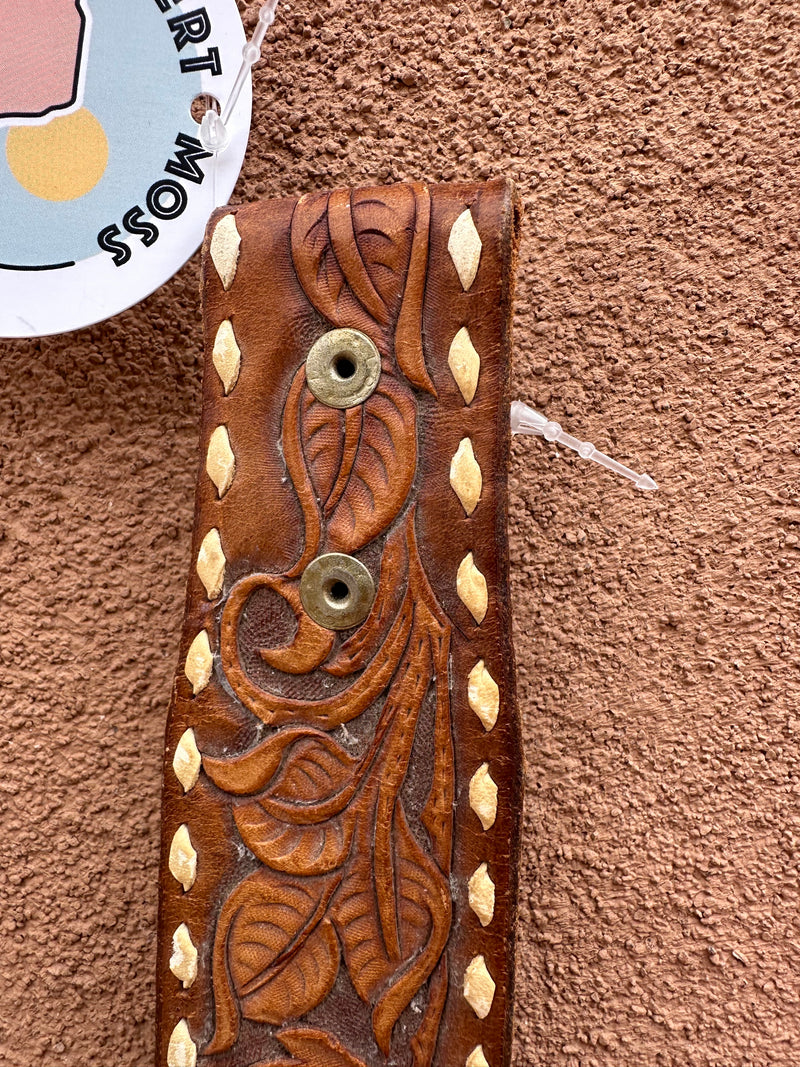 Hand Tooled "Pam" 70's Leather Belt