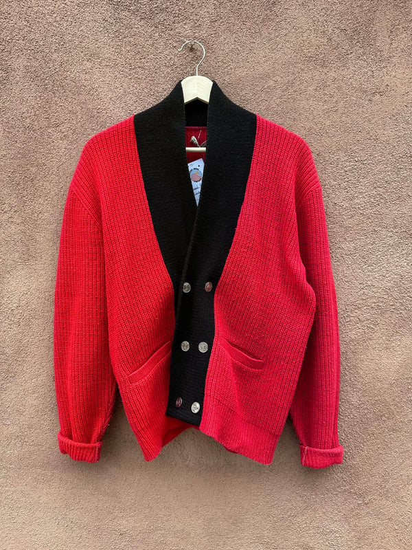 Cropped Red/Black Lambswool Cardigan - as is