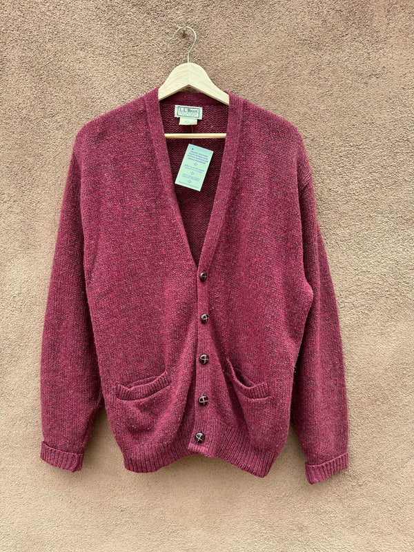 Crimson L.L.Bean Cardigan with Leather Buttons