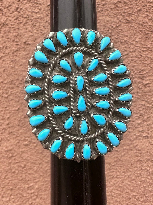 Large Oval Sleeping Beauty Turquoise Multi Set Sterling Silver Ring