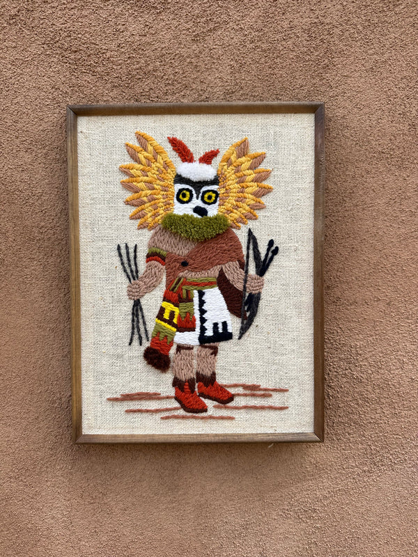 Eagle Kachina Fiber Art in Frame