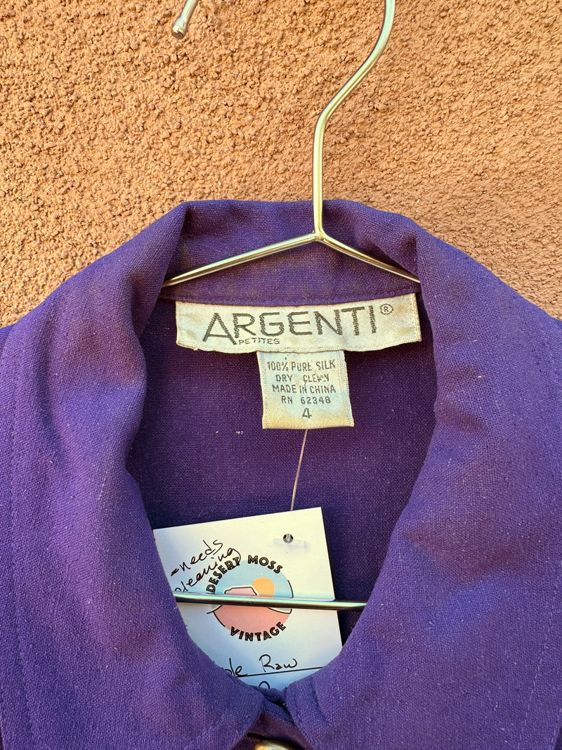 Purple Raw Silk Romper by Argenti Petites - needs cleaning