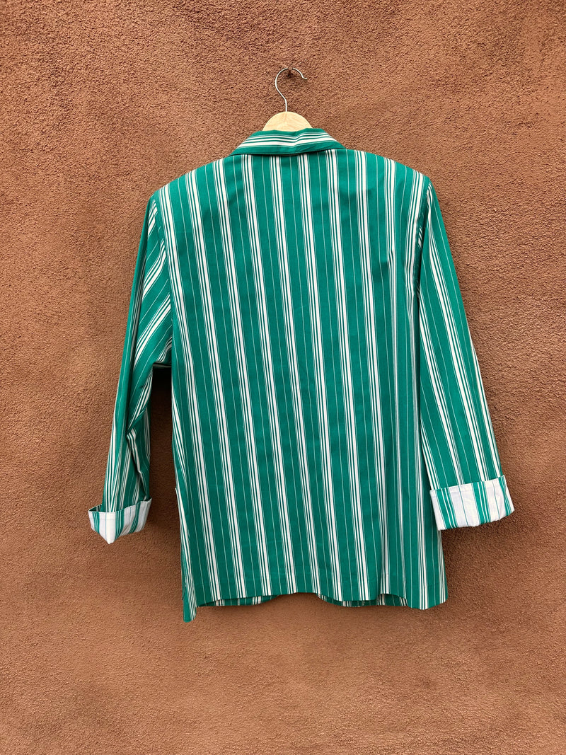Leslie Fay - Personal Green & White Striped Blazer