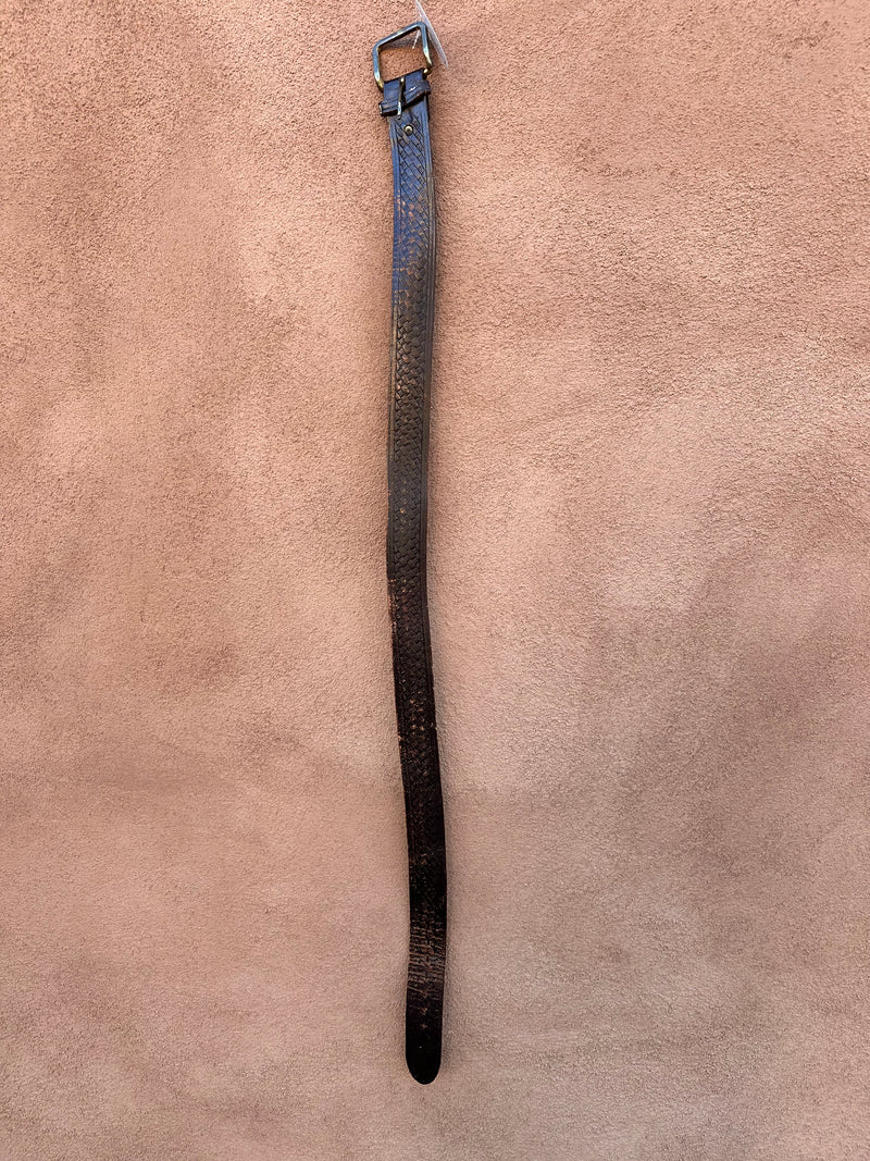Embossed Brown Leather Belt
