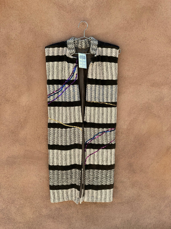 Tweed Sleeveless Coat with Sequins