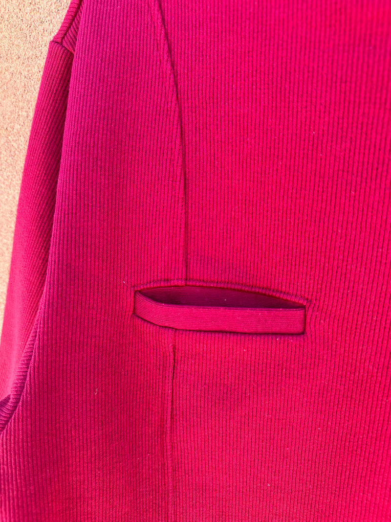 Short Sleeve Pocketed Sweatshirt Ribbed Cardinal Red