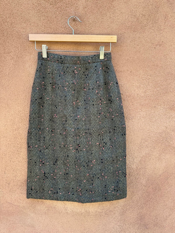 Gray Wool Blend Confetti Skirt