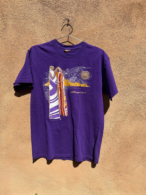 Purple Albuquerque with Gold Puff Paint Pueblo T-shirt
