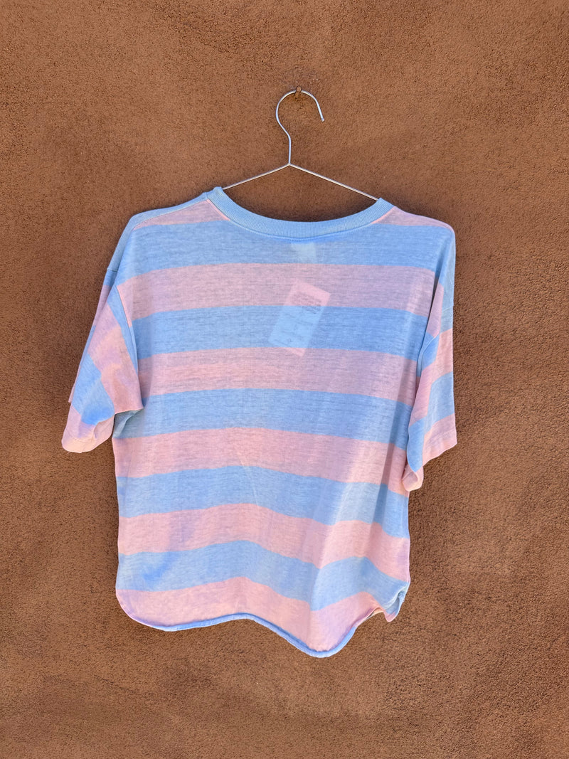 Beverly Hills Night Club T-shirt - Blue & Pink Stripe