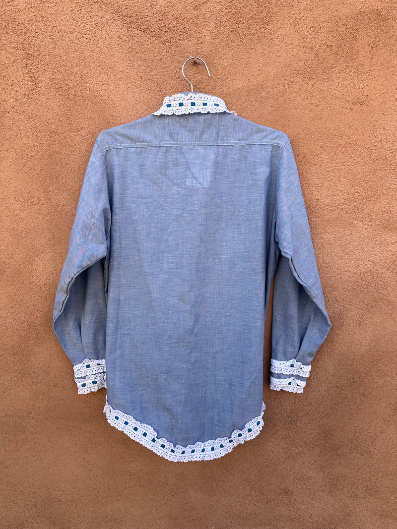 1970's Sears Country Chic Blouse with Lace