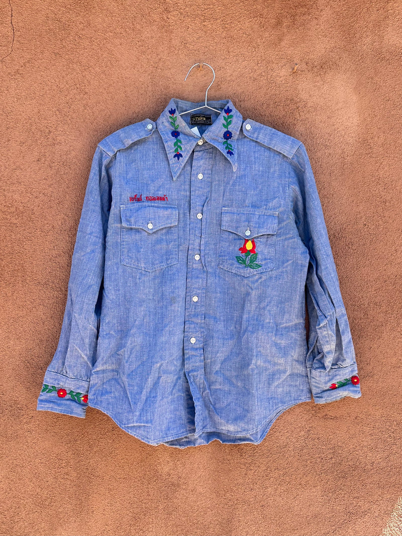 Red Baron Embroidered 1960's Peters Tailors Denim Shirt
