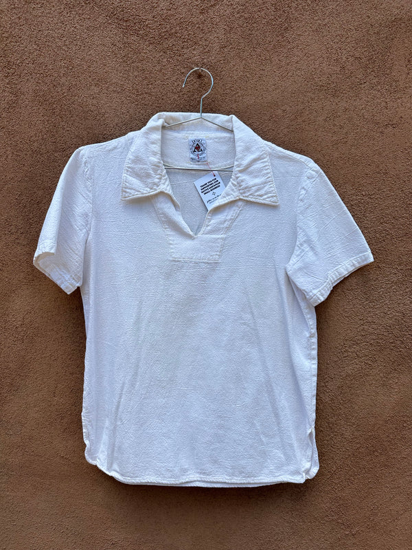White Cotton Polo by Deva - a cottage industry - as is