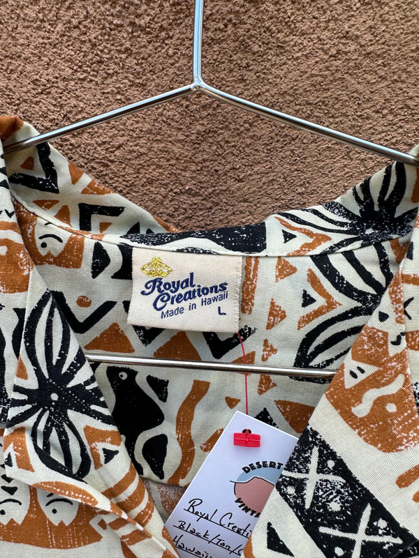 Royal Creations Black/Tan/Cream Hawaiian Shirt