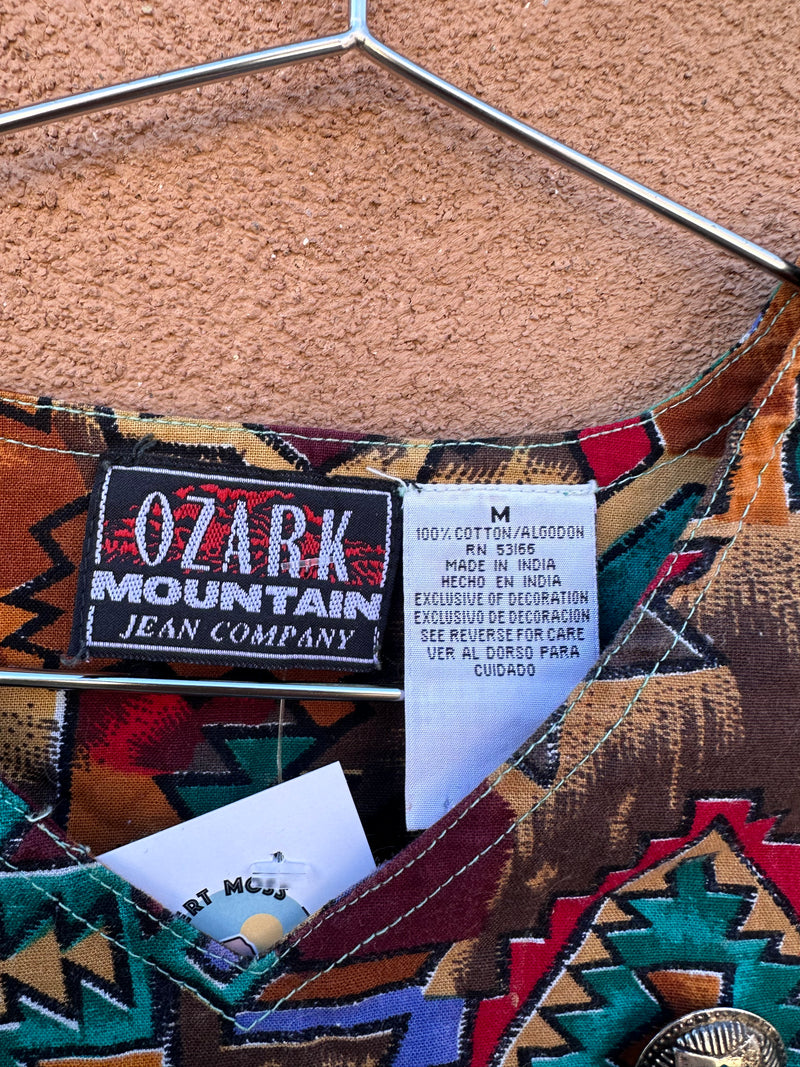 Ozark Mountain Western Bandana Blouse with Fringe & Conchos