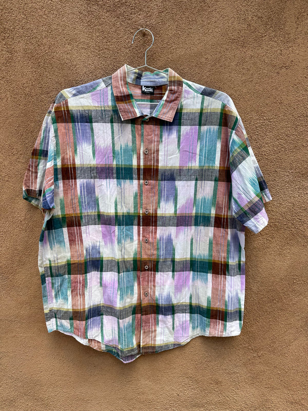 Kudos U.S.A. Plaid/Batik Cotton Button Up Shirt