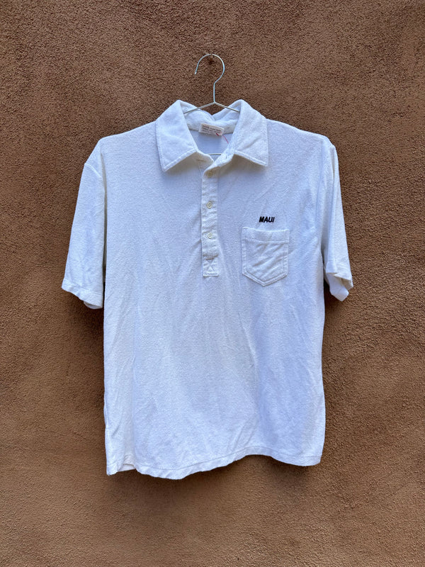 1970's Royal Pacific White Terrycloth Polo Shirt