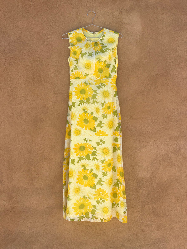 1960's Sunflower Dress with Matching Sheer "Coat"