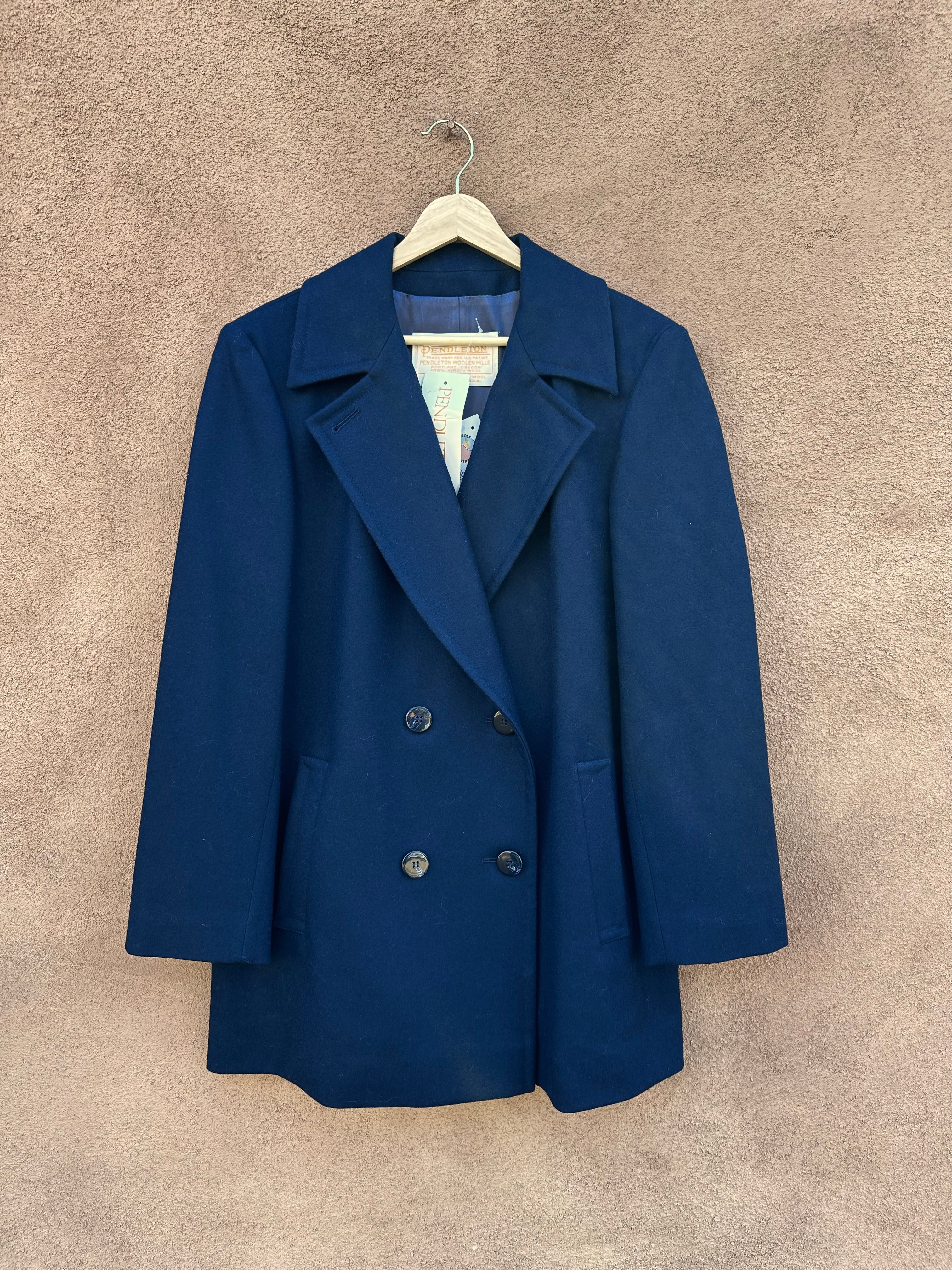 Vintage Navy Blue Pendleton Pea Coat NWT 100 Virgin Wool