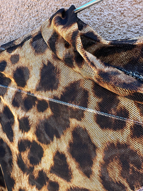 Sheer Leopard Print Long Sleeve Top