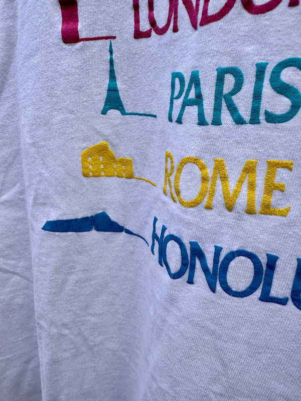 London, Paris, Rome, Honolulu T-shirt