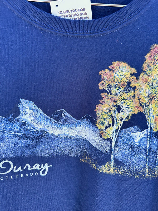 Navy Ouray, Colorado Sweatshirt with Turning Aspens