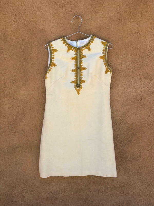 Deco Sleeveless Dress with Lasso Stitch & Gold Piping