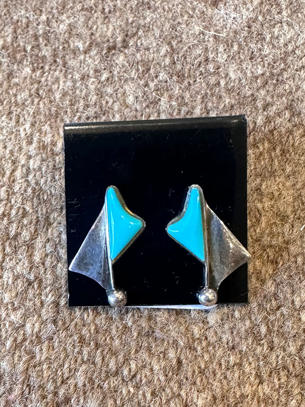 Turquoise Sterling Silver Flag Earrings