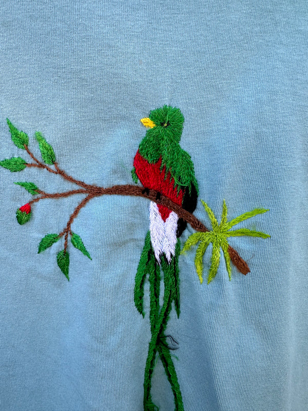 Tropical Bird Embroidered T-shirt
