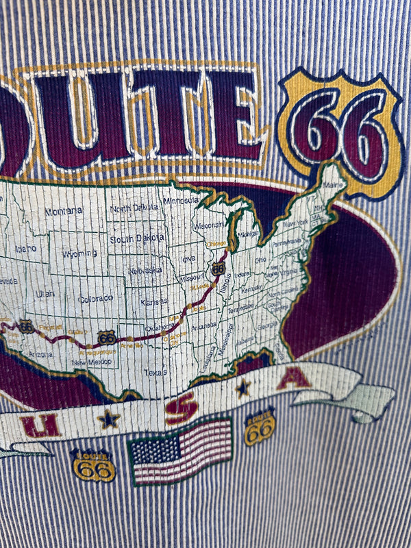 Striped Route 66 USA T-shirt - Made in USA