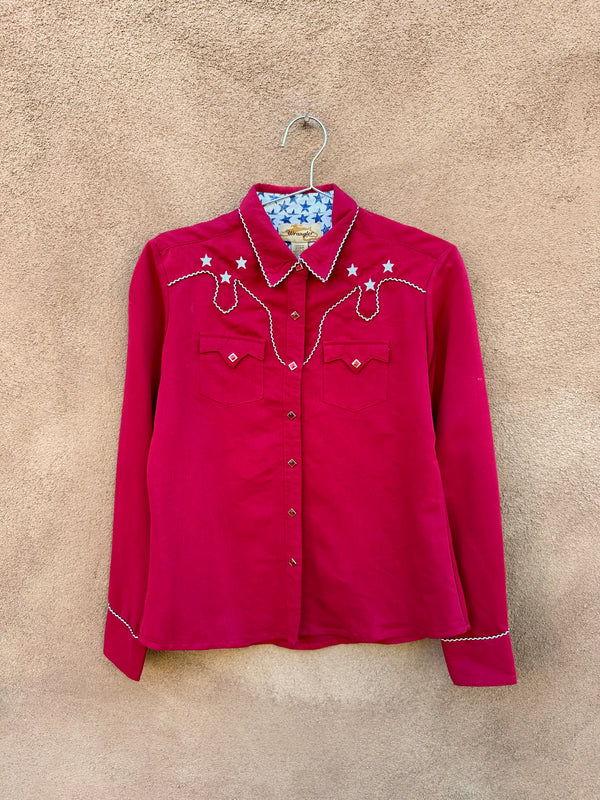 Red Wrangler Ropes & Stars Button Snap Blouse