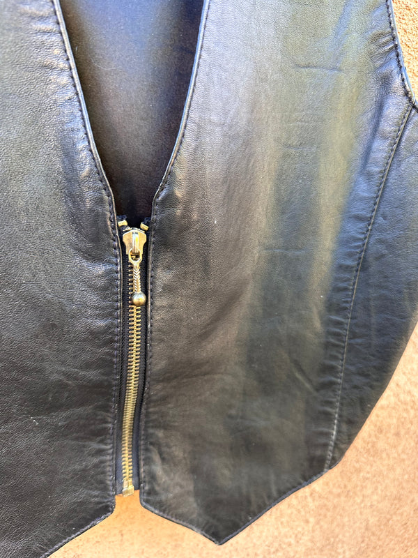 Leather & Satin Zip Up Vest