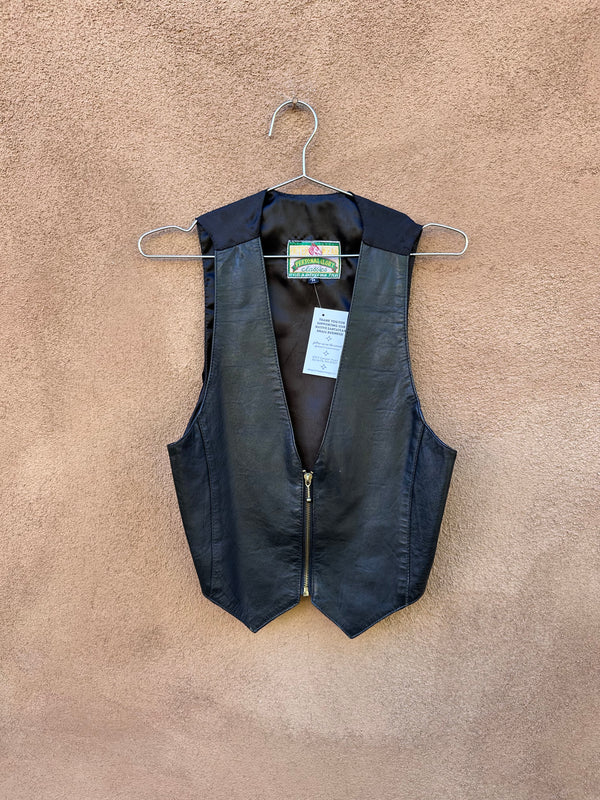 Leather & Satin Zip Up Vest