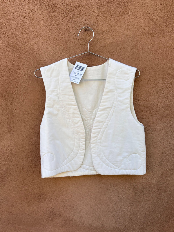 Quilted White Butterfly Vest