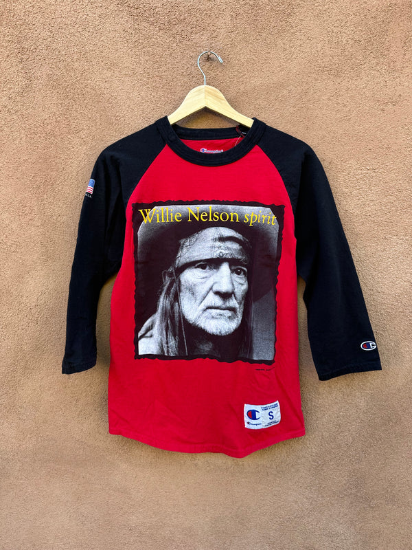 Willie Nelson 3/4 Sleeve Spirit T-shirt - Black & Red