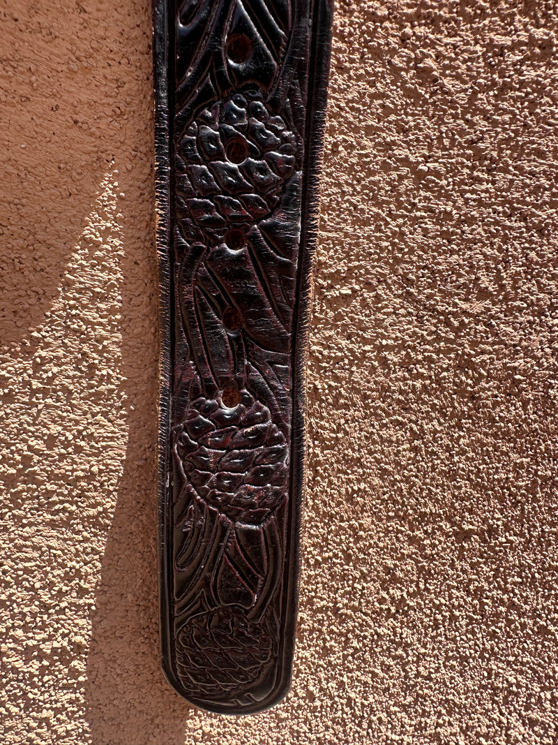 Pinecone Tooled Leather Belt