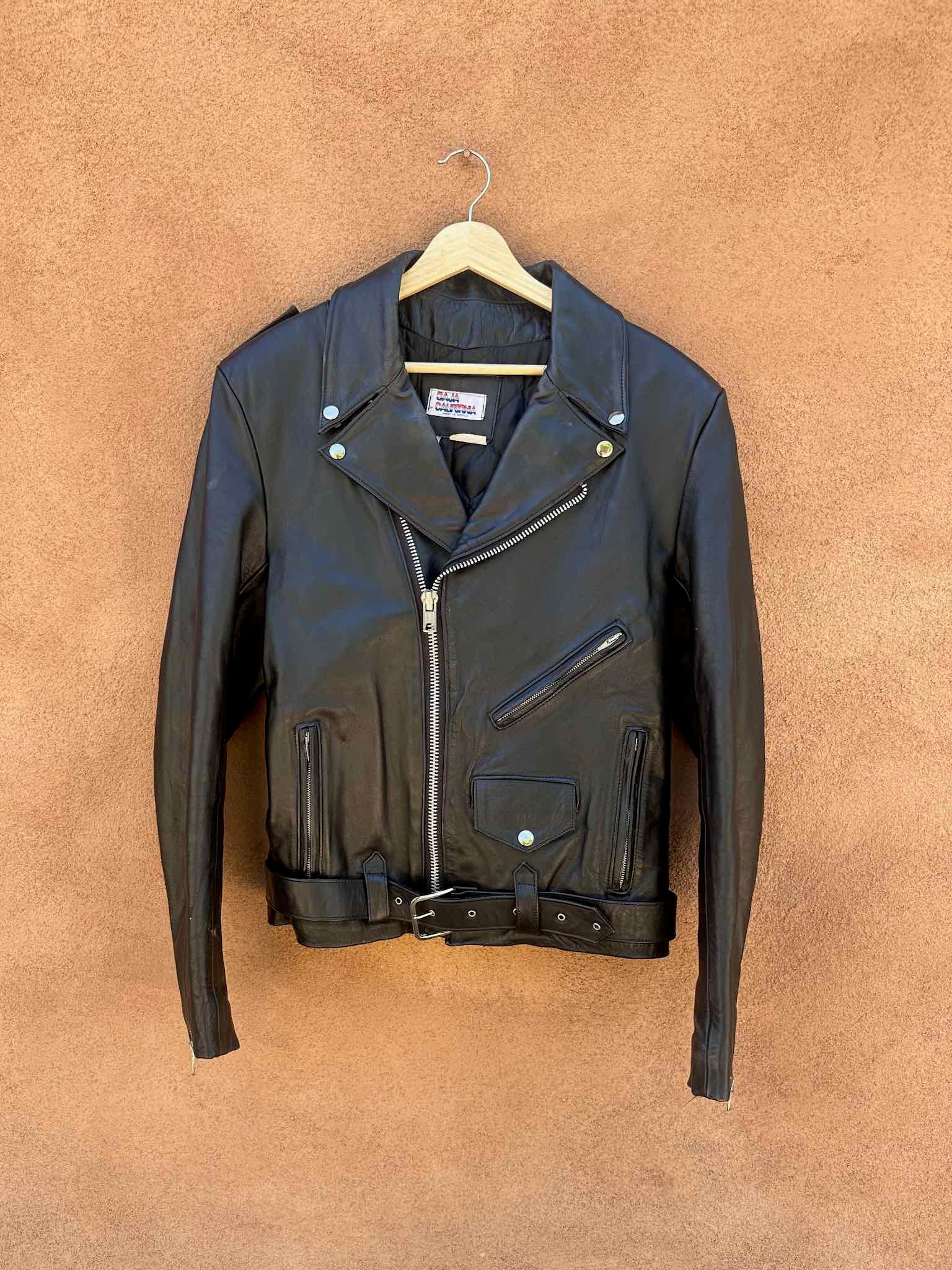 Vintage Baja California Black Leather Biker Jacket - 40