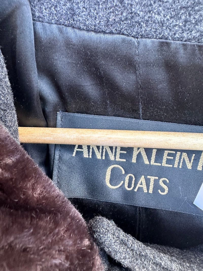 Anne Klein II Hooded Wool Coat with Waist Drawstring