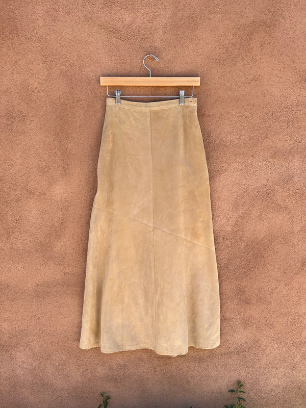 Tan Suede Leather Skirt by Jaeger