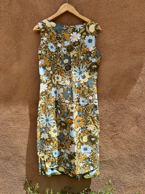 Linen 1960's Floral Pencil Dress