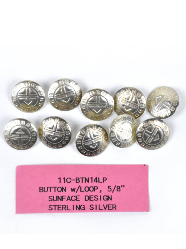 Ten Sterling Silver Sun Kachina Buttons