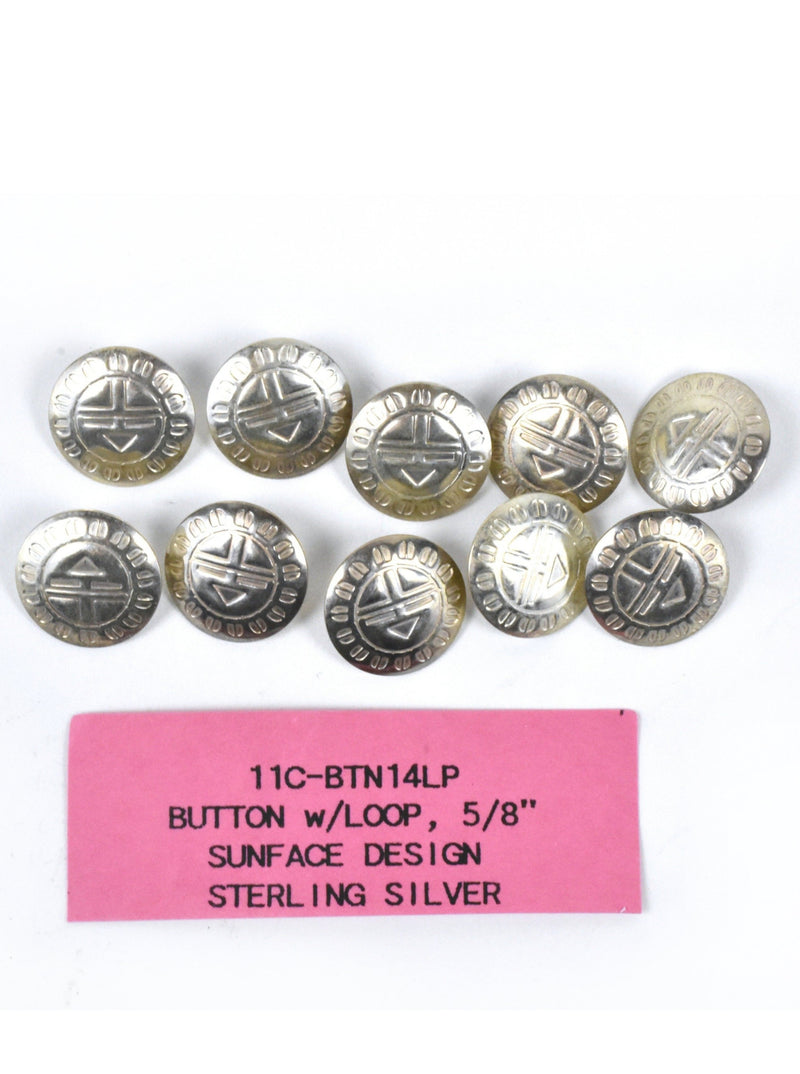 Ten Sterling Silver Sun Kachina Buttons