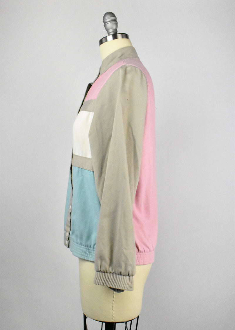 1980's Color Block Lightweight Button Up Sweatshirt