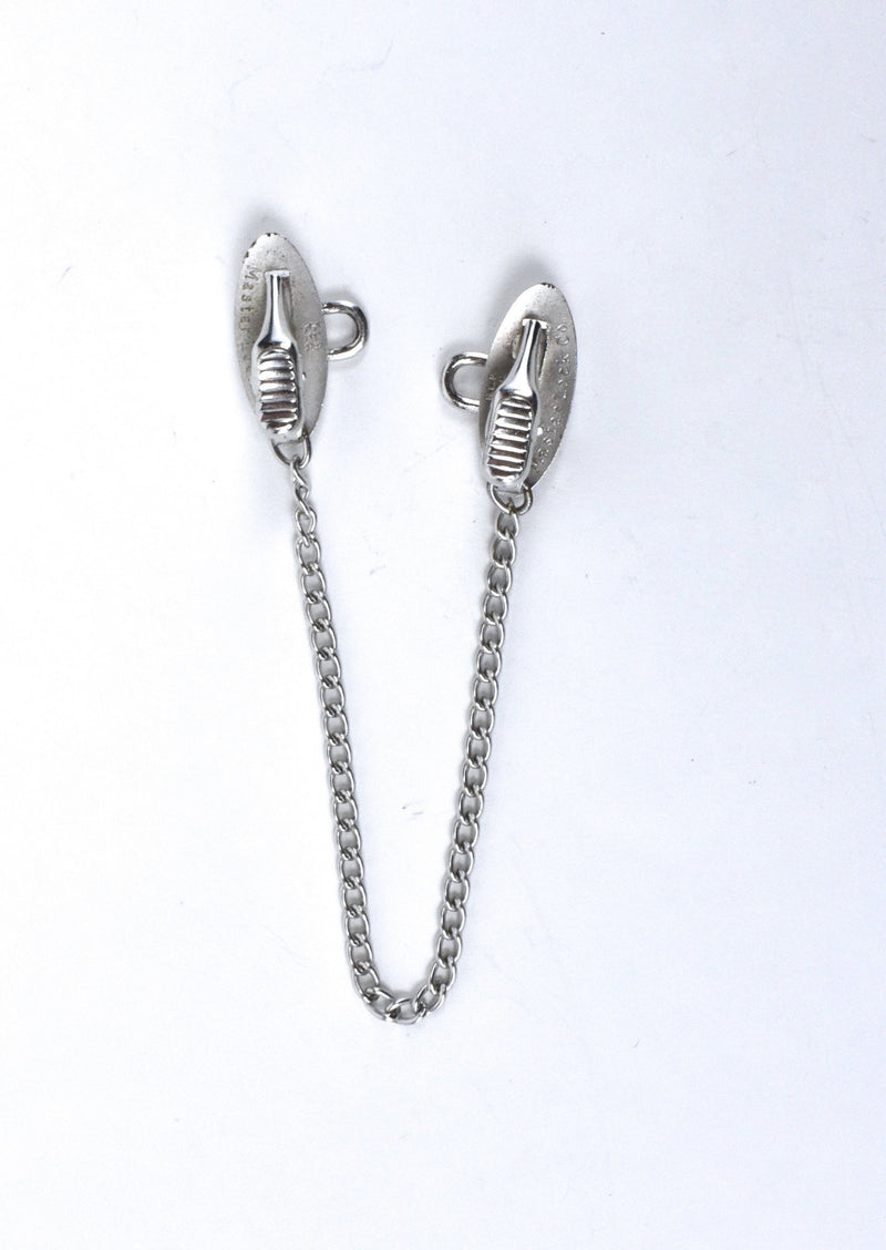 Two Vintage MASTER LOCK Tie Bar Clips with Original Chain